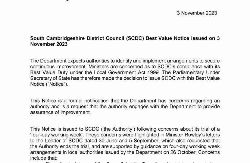 Letter to SCDC