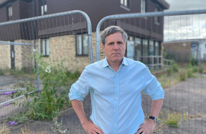Anthony Browne MP outside 21 High Street Sawston South Cambridgeshire