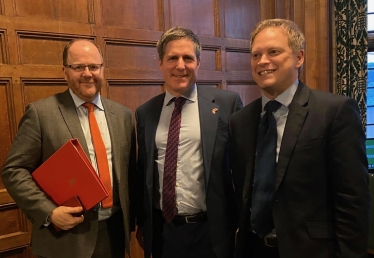 Meeting with Transport Secretary, Grant Shapps (right) and Transport Minister, George Freeman to discuss EWR